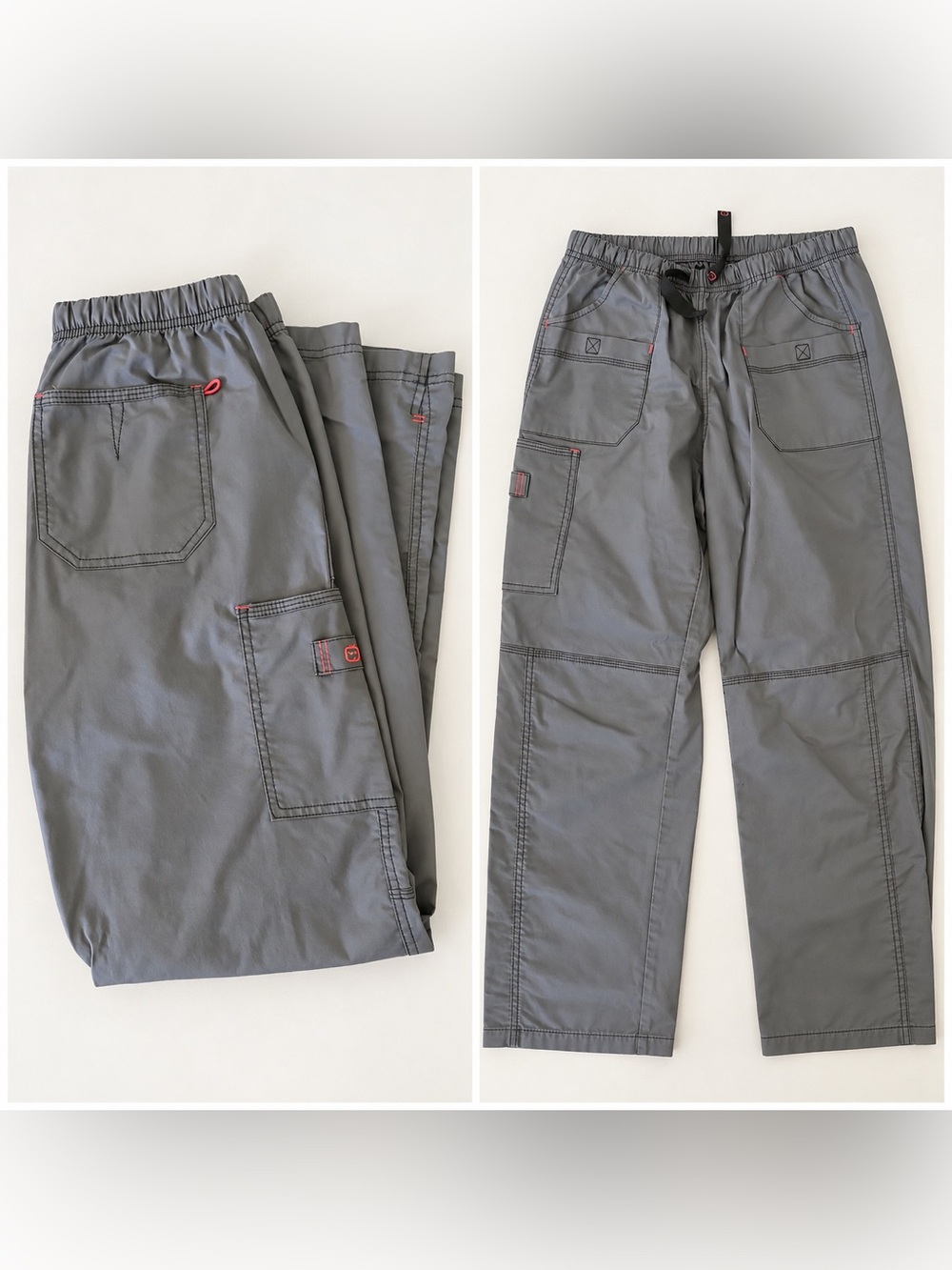 WonderWink Lady Fit Gray Boot Cut Cargo Scrub Pants Size Small